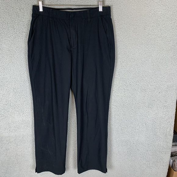 Under Armour Pants Mens 34x31 Black Golf Flat Front Casual Performance - Picture 1 of 7